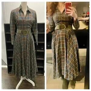 Vintage Plaid Rockabilly Pinup 50’s Swing Dress Goblin Gremlin Cottage Small